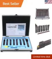 Versatile 1/2" Carbide Turning Tools with C6 TiN Inserts & Aluminum Case