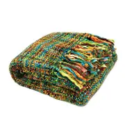 Knitted Oslo Peacock Throw Rug