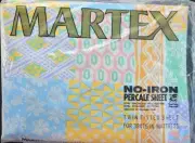 Vtg Martex No-Iron Percale Twin Fitted Sheet Boho Geometric Print Retro 70s NIP