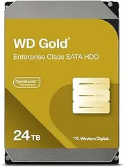 Western Digital Gold 24TB 3.5" Enterprise Class SATA 6 Gb/s HDD 7200 RPM Cache Size 512MB 5-Year Limited Warranty