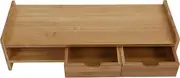 Ejoyous Monitor Stand Riser, Large Storage Space Bamboo Desk Monitor Riser Stand with 2 Drawers for Desks Office Home Riser Storage Shelf
