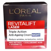 L'Oreal Revitalift Laser X3 Night Cream 50ml Anti Aging Wrinkle 40+ Hyaluronic