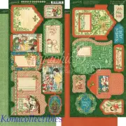 Graphic 45 Christmas Magic Tags & Pockets 2- 6x12 New! Holidays, Elves!
