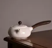 White Porcelain Japanese Teapot Kyusu 200ml Pot Wooden Handle Drinkware Tea Pot