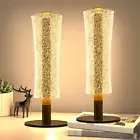 Modern Table Lamp Set of 2, Black Nightstand Lamp with Stepless Dimming, Shimmer
