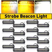 Set 16 of Amber White 6-LED Emergency Side Beacon Hazard Warn Flash Strobe Light (for: Renault)