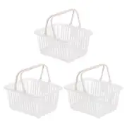 Mini Shopping Baskets with Handles Small Tiny Baskets, 3Pcs, White
