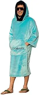 Surf Poncho, Bath Poncho, Towel Poncho with Hood, Women, Men and Teenagers, Ultralight and Quick-Drying, Warm, Breathable, blue, Medium