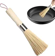 Wok Brush for Carbon Steel | Wooden Pot Scrub Brush,Multifunctional Kitchen Gadget, Washing Tools with Hangable Loop for Frying Pan, Baking Pan