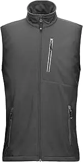 [33,000ft] Men's Lightweight Softshell Gilet, Windproof Warm Outerwear Vest Reflective Sleeveless Jacket for Cycling Running Hiking Golf Work