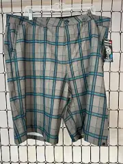 Quiksilver Amphibian Plaid Mens Shorts Size 28 - Blue & Gray Polyester/Spandex