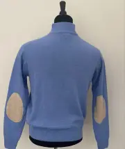 New Hugo Boss Unisex Sweater S size Loose Fit Sky Blue Wool Half Zip Pullover