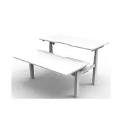 Adjustable 2Person Workstation Natural White And White 1800Mm