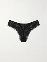 [Versace] Versace - Satin-trimmed Lace Briefs - Black - 2 2 Black