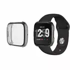 For Fitbit Versa / Versa 2 Silicone Wrist Watch Strap Band + Case Black