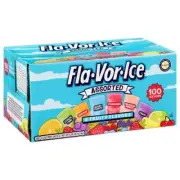 Fla-Vor-Ice Assorted 6 Fruity Flavors Ice Pops 1.5 oz 100 count Fast Shipping