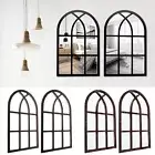 2Pcs Window Wall Mirror for Wall Decor Vintage Rustic Arched Wall Mirror qrOvt