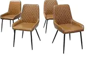 [Levede] Dining Chairs Set of 4, PU Leather Chic Nursing Seats, Retro Kitchen Chairs, Reading Seating, Home Furniture for Dining Room, Living Room, Cafe, Meeting Room, Load Up to150kg (Brown)