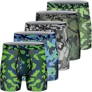 [CSYER] Men Boxer Briefs Mesh Knit Fast Dry Performance Sport Underwear No Ride-up with Fly 5pcs XXL