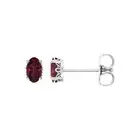 Faceted Oval Mozambique Garnet Stud Earrings in 14k White Gold