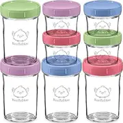 KeaBabies 6-Pack Baby Food Storage - Leak-Proof, Microwavable Baby Food Storage Containers, Puree Glass Baby Food Containers, Baby Food Jars with Lids, Baby Food Freezer Tray (Nord)