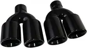 1 Pair Universal Car Black Exhaust Tip 2.5'' Inlet Double Rolled 3'' Outlet Rear Muffler Tip Stainless Steel Tail Tip