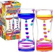 YUE MOTION Liquid Bubbler Visual Sensory Timer, 2 Minute – New Big XL Calming Sensory Drip Drop Color Water Bubble Toy (Pack of 2)