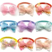 100Pcs Sequin Mesh Dog Bowtie Collar Pet Wedding Photography Grooming Products