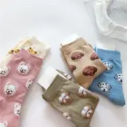 Dog Print Socks Brown - One Size