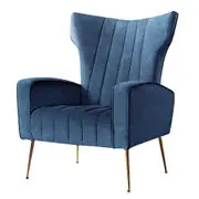 High Back Velvet Accent Armchair Lounge Chair Navy