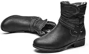 [VJH confort] Women's Mid Calf Boots, Fur Lined Slouchy Booties with Zipper