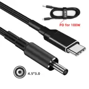 100W Type C USB-C to Rectangular Jack 20V 5A 65W PD Output Power Charge Cable