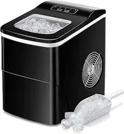 Cobuy Countertop Ice Maker Machine, 12KG Portable Ice Cube Makers with Ice Scoop and Basket Black