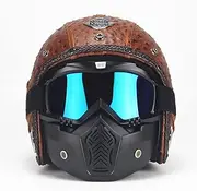 Motorcycle Helmet 3/4 Semi Rugged Helmet with Visor Compact Light Helmet Jet Helmet Quick Release Buckle Motocross Kit for Scooter Cruiser Adult Men Women