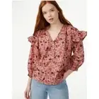 Free Assembly NWT Women's Blouse Multi-Color Floral Print Peasant Top Size XXL