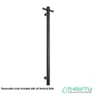 Thermogroup Matt Black Round Vertical Single Bar Heated Towel Rail VS900HB