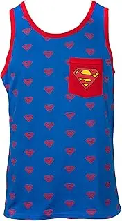 [Superhero Stuff] Superman Logos All Over Print Pocket Ringer Tank Top
