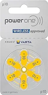 PowerOne No Mercury Hearing Aid Batteries Size 10, Pr70 (120 Batteries) + 2 Cell Battery Keychain Kit