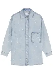 IN The Mood For Love Downtown Crystal-embellished Denim Shirt - Blue - M (UK 12 / M) M (UK 12 / M)