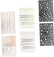 Nail Art Sticker Set 6pcs Women Creative Nail Decals Manicure Decorations Golden Geometric Nail Stickers