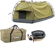 Kings Deluxe Escape Single Swag Tent + Premium Canvas Bag + LED Strip Light 1.3m