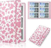 UntilPlan Floral Business Card Book Holder Organizer for Women, 240 Card Capacity, Stylish Name Card and Credit Card Holder for Professionals (Cow-Pink)