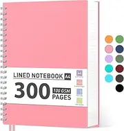 AHGXG Spiral Journal Notebook - College Ruled Notebook 8.5" x 11", 300 Pages Thick Journal for Women, 100GSM Thick Paper, Plastic Hardcover A4 Journal for Writing Work School Supplies, Pink