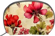 [WOSHJIUK] Travel Toiletry Bag,Small Makeup Bag,Vintage Summer Vintage Flowers,Make up Bags for Women