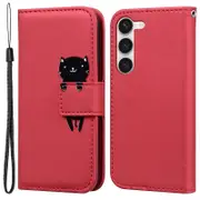 For Samsung Galaxy S24 Cartoon Animal Pattern Folio Flip PU Leather Cell Phone Cases with Strap