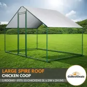 LARGE GREEN 15 Chicken Coop Cage House 1 Rooms Rabbit Guinea Walk-in 2 x 3 x 2M