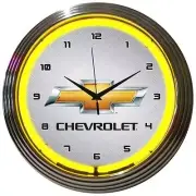 GM Chevrolet Yellow Neon Clock 15"x15"