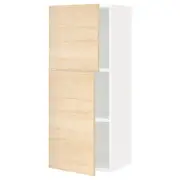 METOD wall cabinet with shelves/2 doors, white/Askersund light ash effect, 40x37x100 cm