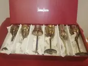 Neiman Marcus Vintage Gold Iridescent Sherry Cordial Set Barware