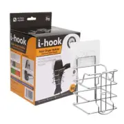 NEW i-HOOK STAINLESS STEEL HAIR DRYER HOLDER Suction Cupboard Shelf Bathroom